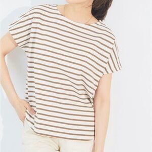 nwt Green Envelope Los Angeles Short Sleeve T-Shirt Striped Blouse White Yellow